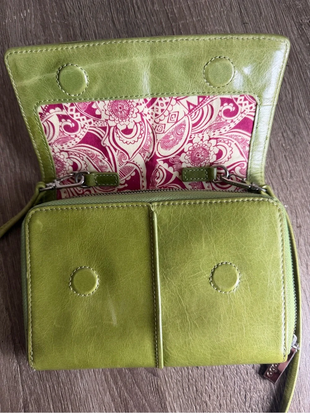 HOBO Lime Green Leather Crossbody Wristlet